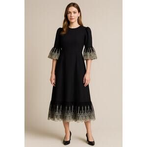 Pomander Place Black Lillith Dress Lace Maxi Size Small NEW